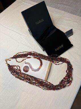 Joan Rivers Torsade collection Multicolor Seed Bead Strand Necklace red & gold